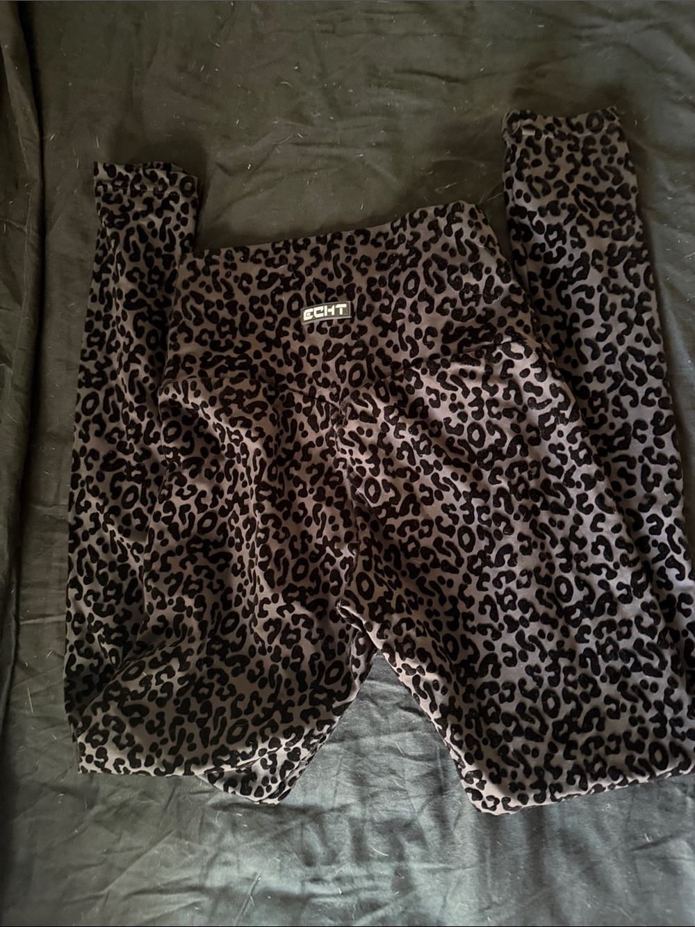 ECHT Leopard Print Stretch Leggings - Black & Gray
